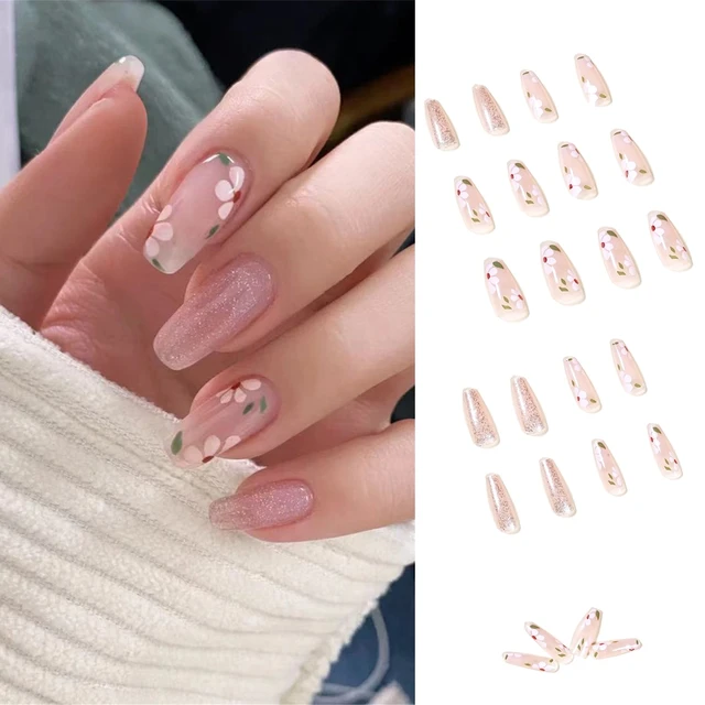 Winter Gradient Pink False Nail Short Coffin Press on Nails for Nails Art  24pcs | eBay