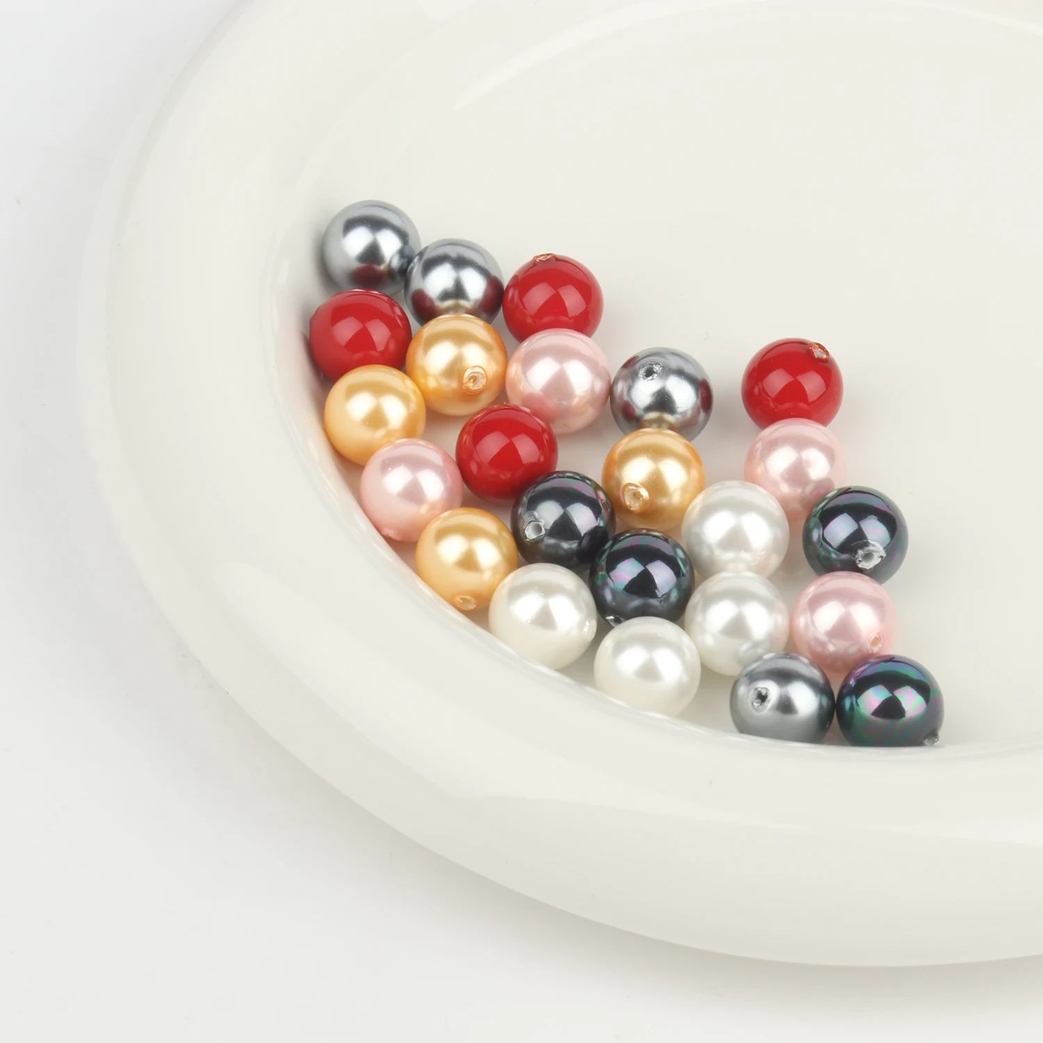 Natural Shell Pearl Beads Round Loose Beads Drilled Half Hole For Jewelry Making Earring Necklace 5pcs 6/8/10/12mm