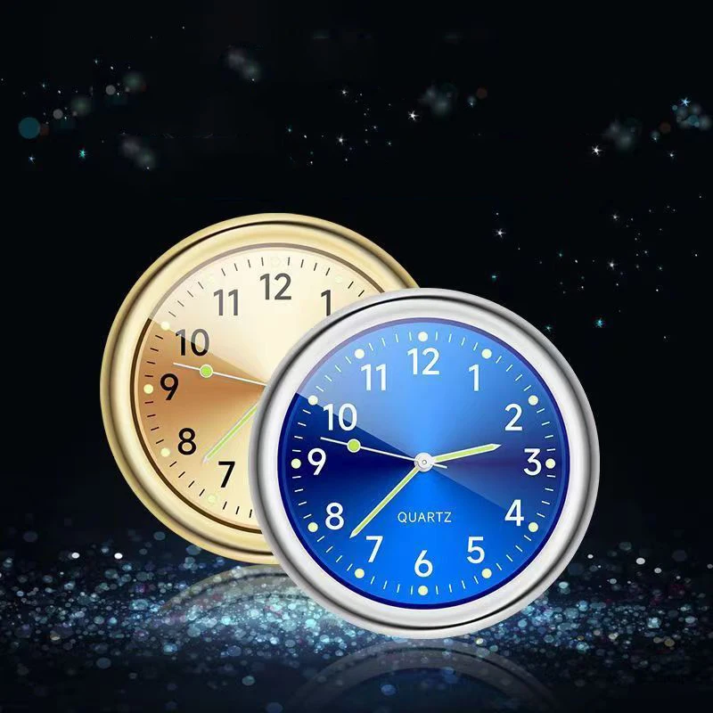 Luminous Car Clock Air Outlet Mini Quartz Clock Clip Auto Ornament Internal Stick-On Waterproof Watch Car Accessories Gift Car Clock Air Outlet Dashboard Clock