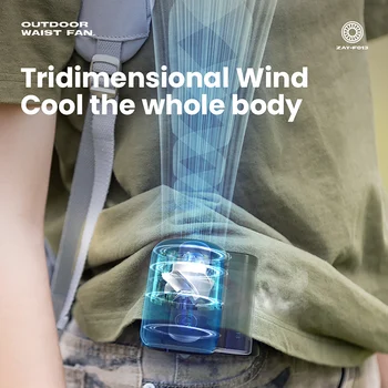 Portable Electric Fan Outdoor Camping Fan Rechargeable 3 Speeds Leafless Fan Waist-mounted Handheld Mini Electric Fan 5