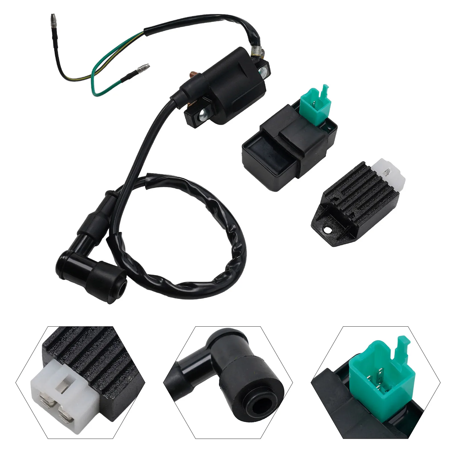 

Part Ignition Coil Black Rectifier Regulator Scooters 3Pcs Bike For 110cc 125cc 140cc For Motorcycle Ignition Coil