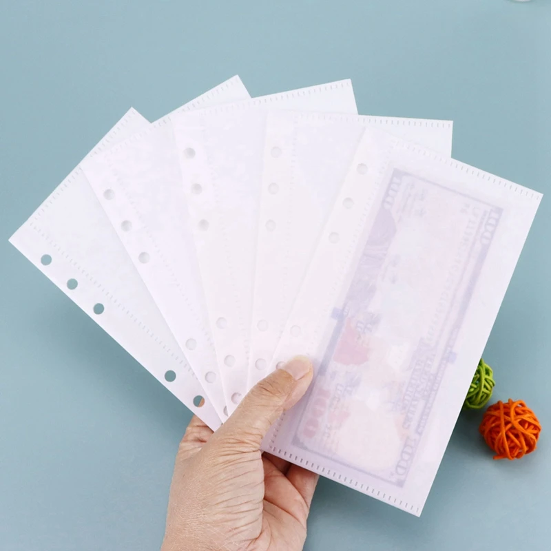내구성 있는 A6 바인더 포켓, 6 링 예산용 현금 봉투, 6 홀, 20 개