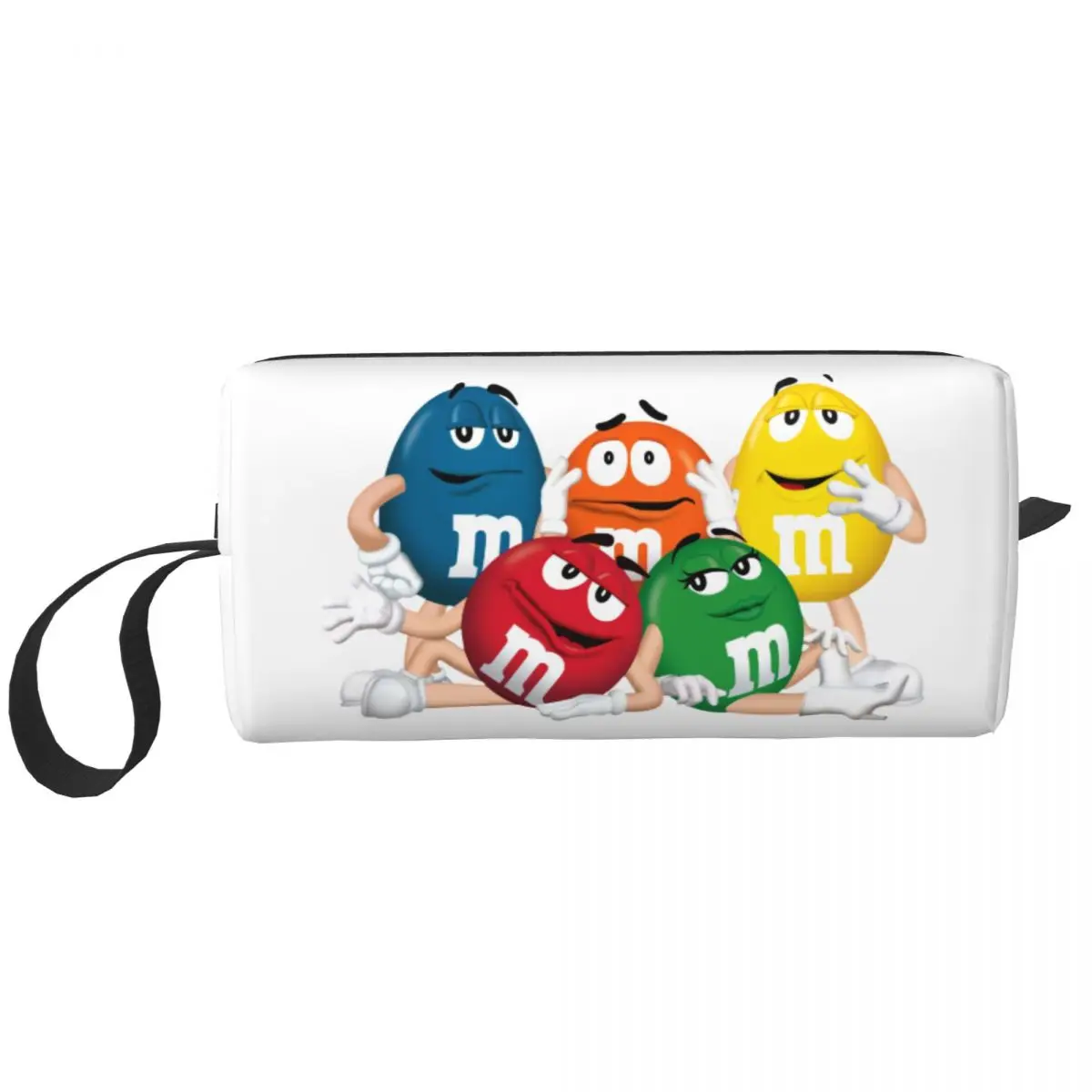 Funny M & M Chocolate Candy Meme Cosmetic Bag Women Kawaii Large Capacity Makeup Case Beauty Storage Borse Da Toilette