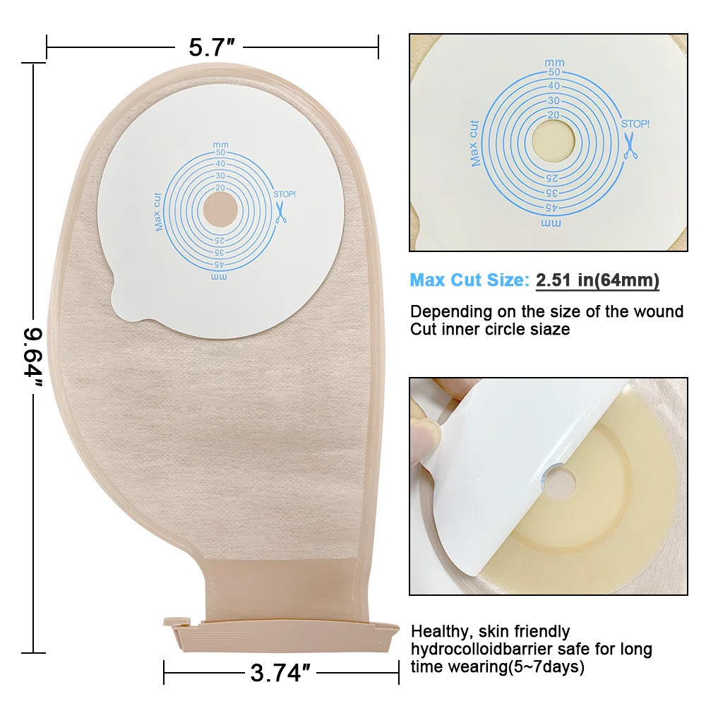 Colostomy Bags 20pcs Ostomy Supplies One Piece Drainable Pouches with Clamp Ileostomy Stoma Care