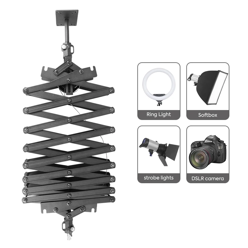 Photography 78inch/200cm Heavy-Duty Ceiling Wall Mount Boom Arm, Save Space, Stand For Ring Light Strobe Flash Camera Softbox