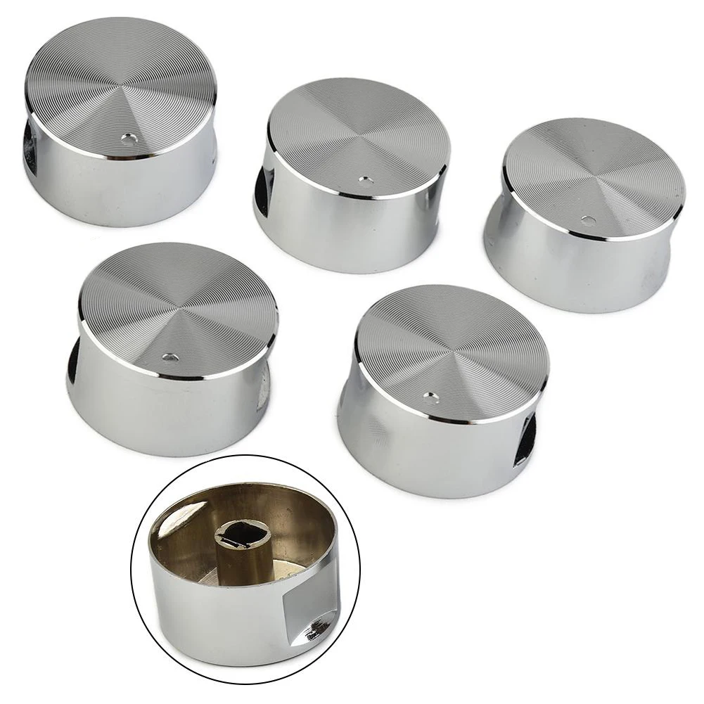 Aluminum Alloy Round Knob Gas Stove Handle Gas Stove Rotary Switches for Kitchen Accessories 5pcs 6mm