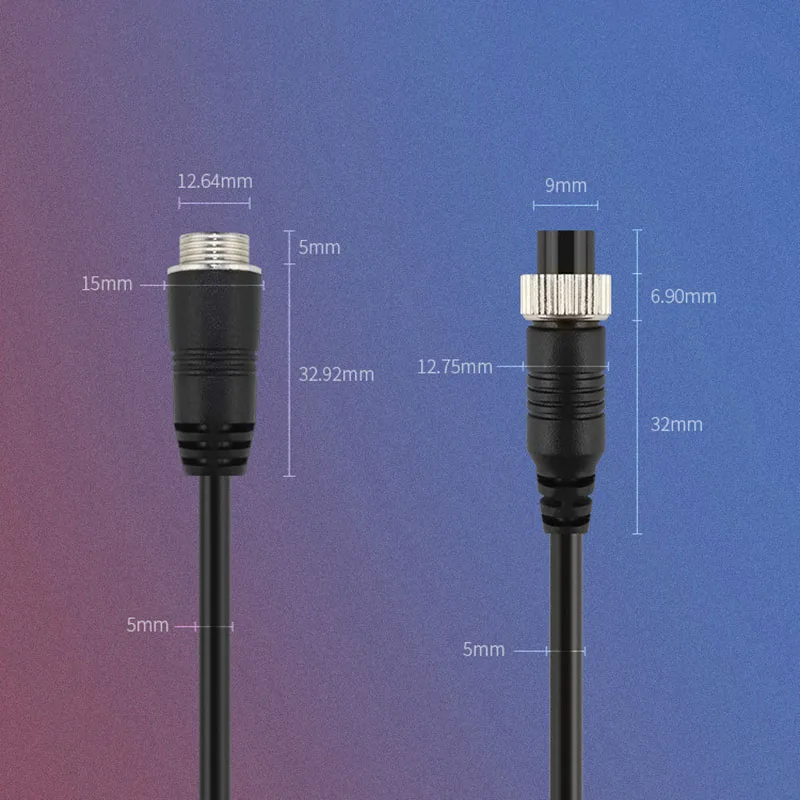 Durable Aviation Extension Video Connector Cable (4-Pin, Male to Female) for Vehicle Camera Systems