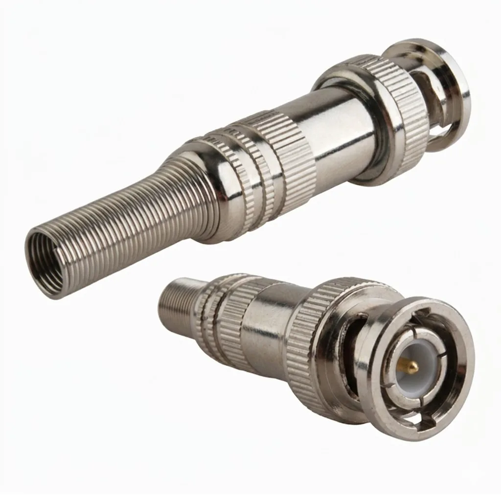 Nickel Plated BNC Male Plug RF Coaxial Connector for CCTV Camera