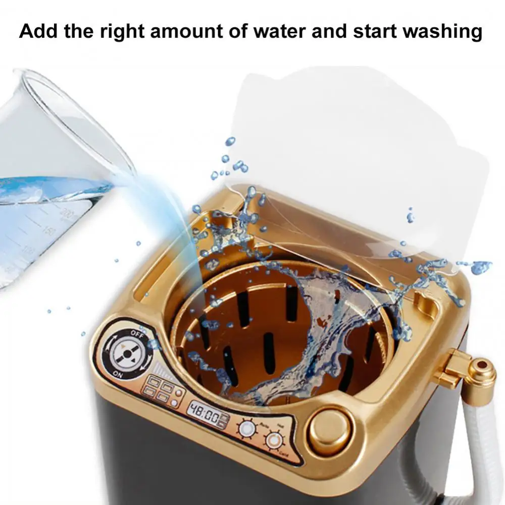 Mini Washing Machine Toy Mini Electric Makeup Brush Cleaner Dehydration Spin Dryer Toys Coffee Mixer Home Toy 4