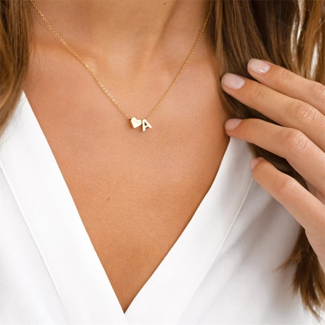 Dainty Heart Simple Cute Heart Charm Gold Silver CZ Necklaces for Women  Gifts