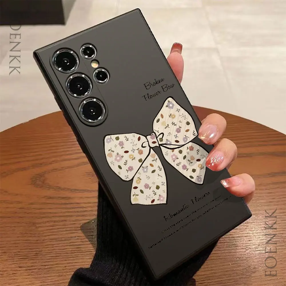 Chic Black Pink Bowknot Silicone Phone Case Cover