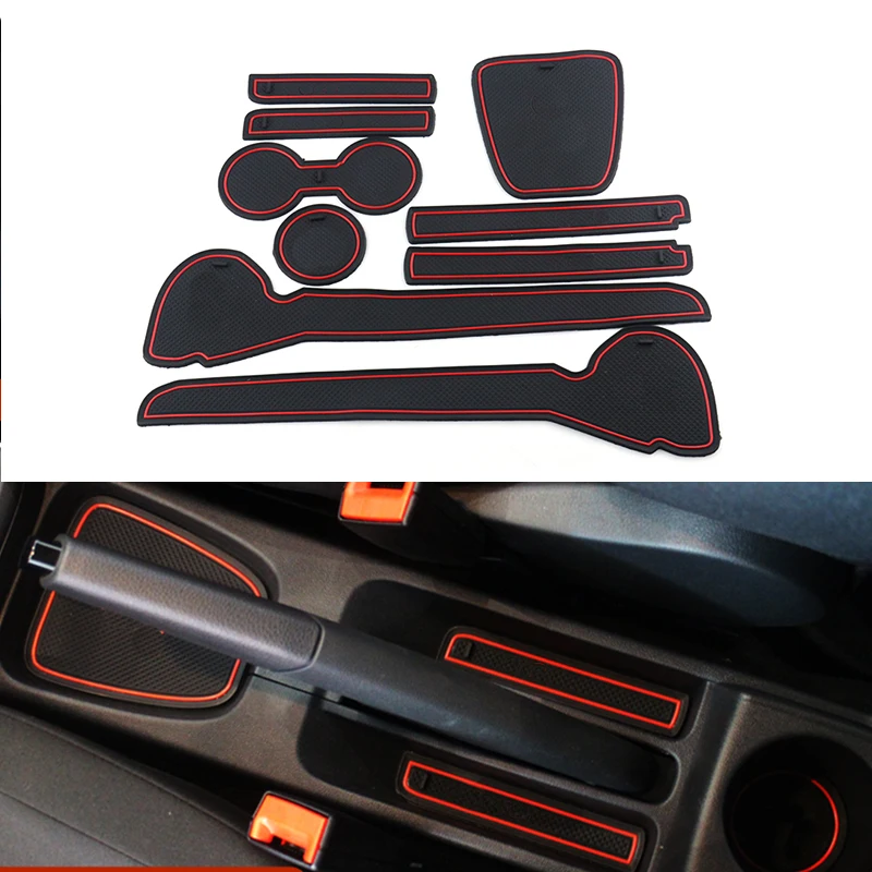 9Pcs Auto Innen Anti Slip Matte Gummi Tür Nut Pad/Cup Mat Coaster Für Vw Polo 6R 2010-2017 Mk5 Gti Auto Styling Zubehör