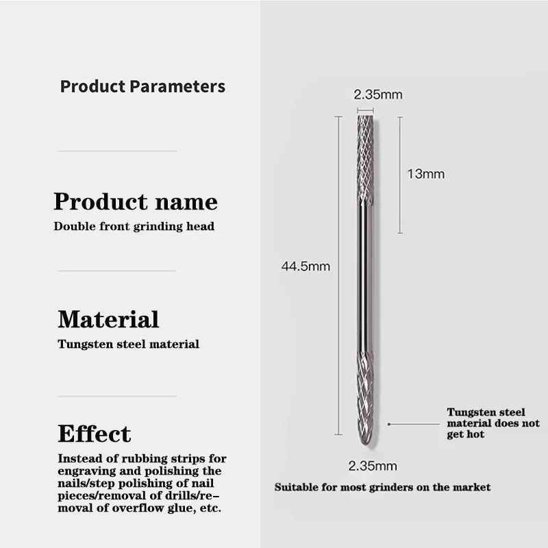 다기능 손톱 드릴 비트 이중 끝 텅스텐 카바이드 날카로운 네일 젤 큐티클 제거..