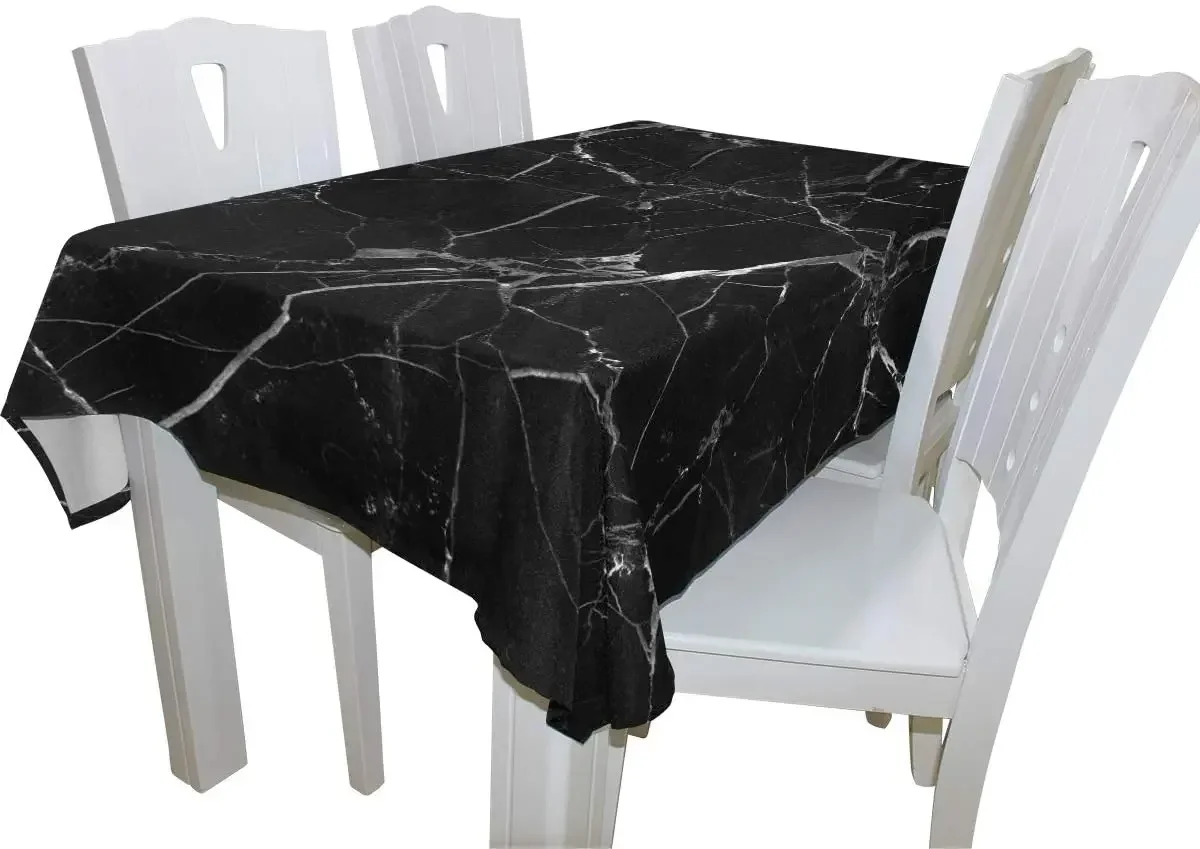 Black Marble Table Cloth Cover for Kitchen Dinning Camping Party Wedding Tabletop Decor