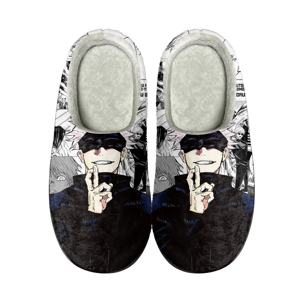 

Домашние хлопковые тапочки на заказ с аниме juютсу Kaisen, высококачественные мужские и женские плюшевые модные повседневные сохраняющие тепло туфли, термотапочки