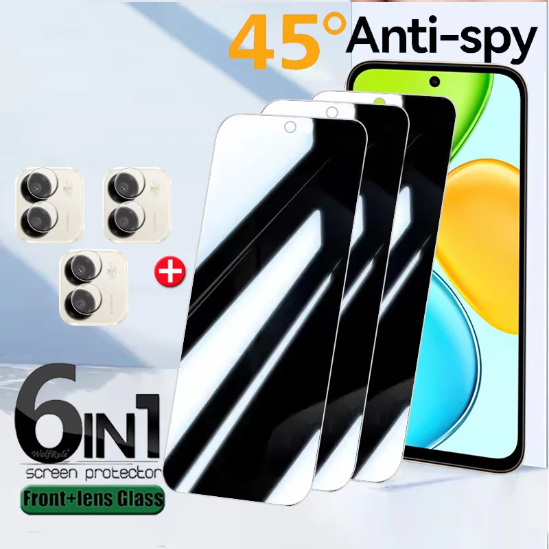 Premium 6-in-1 Privacy Tempered Glass Screen and Lens Protector, 9H Anti-Spy Shield