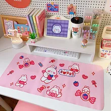 

Large Kawaii Mouse Pad Bear Rabbit Table Mat Student Mousepad Computer Keyboard Pad Cute Table Mat Waterproof PVC Desktop Mat