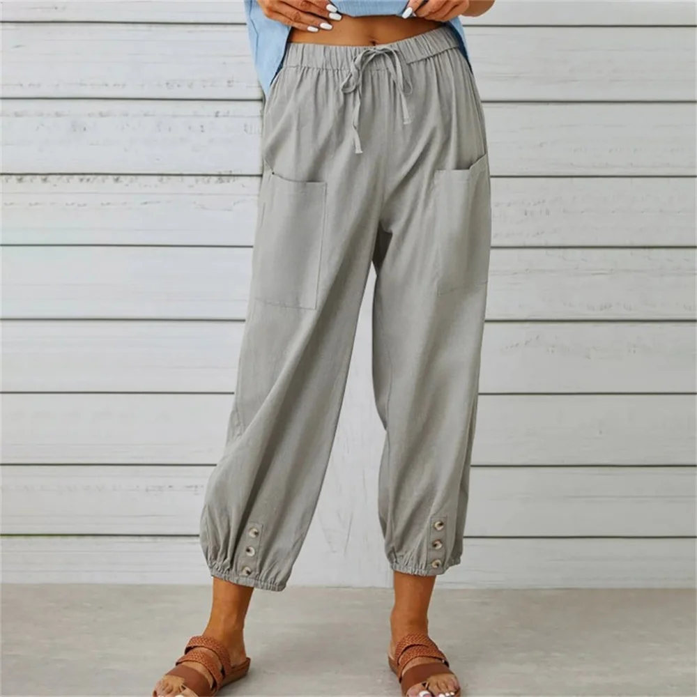 

New Women Cotton Hemp Pants Wide Leg Fashion trousers