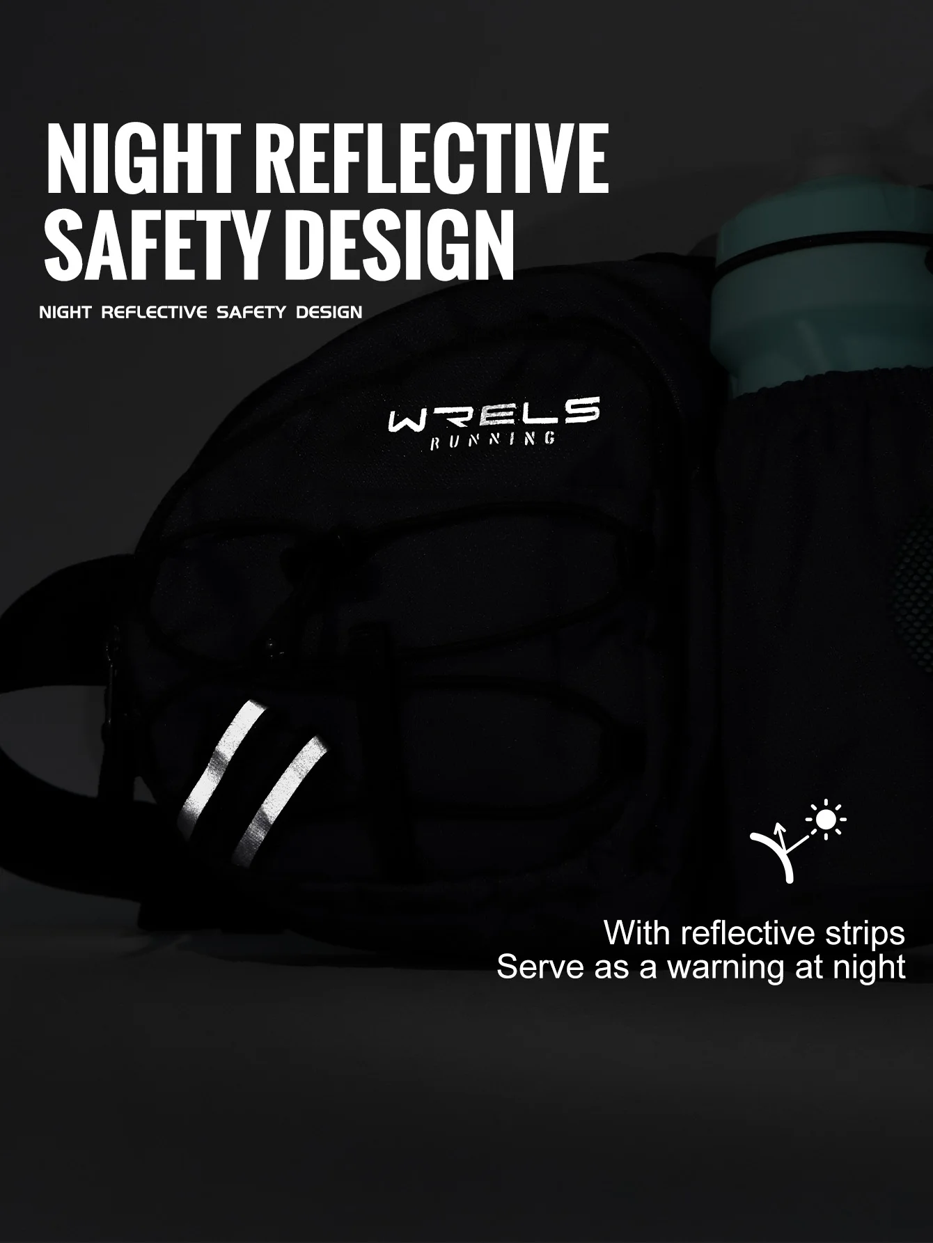 WRELS Gürteltasche, wasserdichte Sport-Gürteltasche, leichte Hüfttasche, Flaschenhalter, verstellbare Gürteltasche, Laufen, Marathon, Bauchtasche – Detail 7