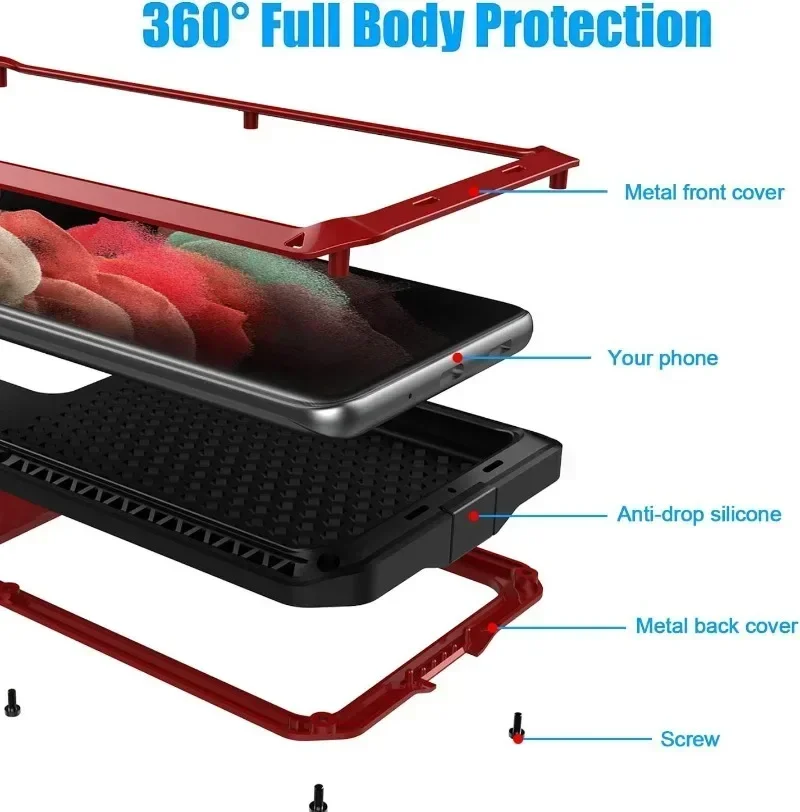 Heavy Duty Dual Layer Aluminum Metal Shockproof Case