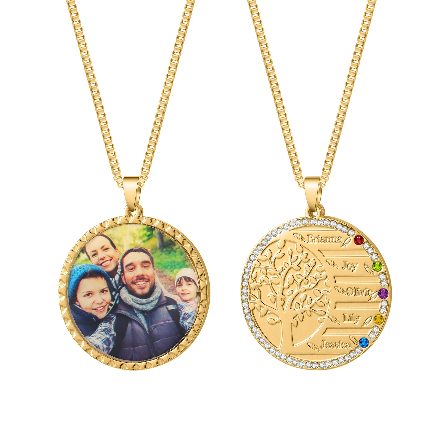 

Custom Photo Necklace Personalise Family Tree Name Pendant Anniversary Gift Names Necklace Jewelry For Family Memory Gift