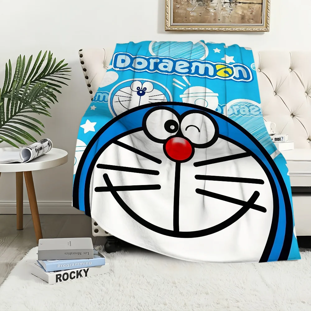 Cute Cartoon D-Doraemon Cat Blanket Plush Nap Sofa rug for Living Room Warm Office Bedroom Birthday Home Travel Kid Gifts 5