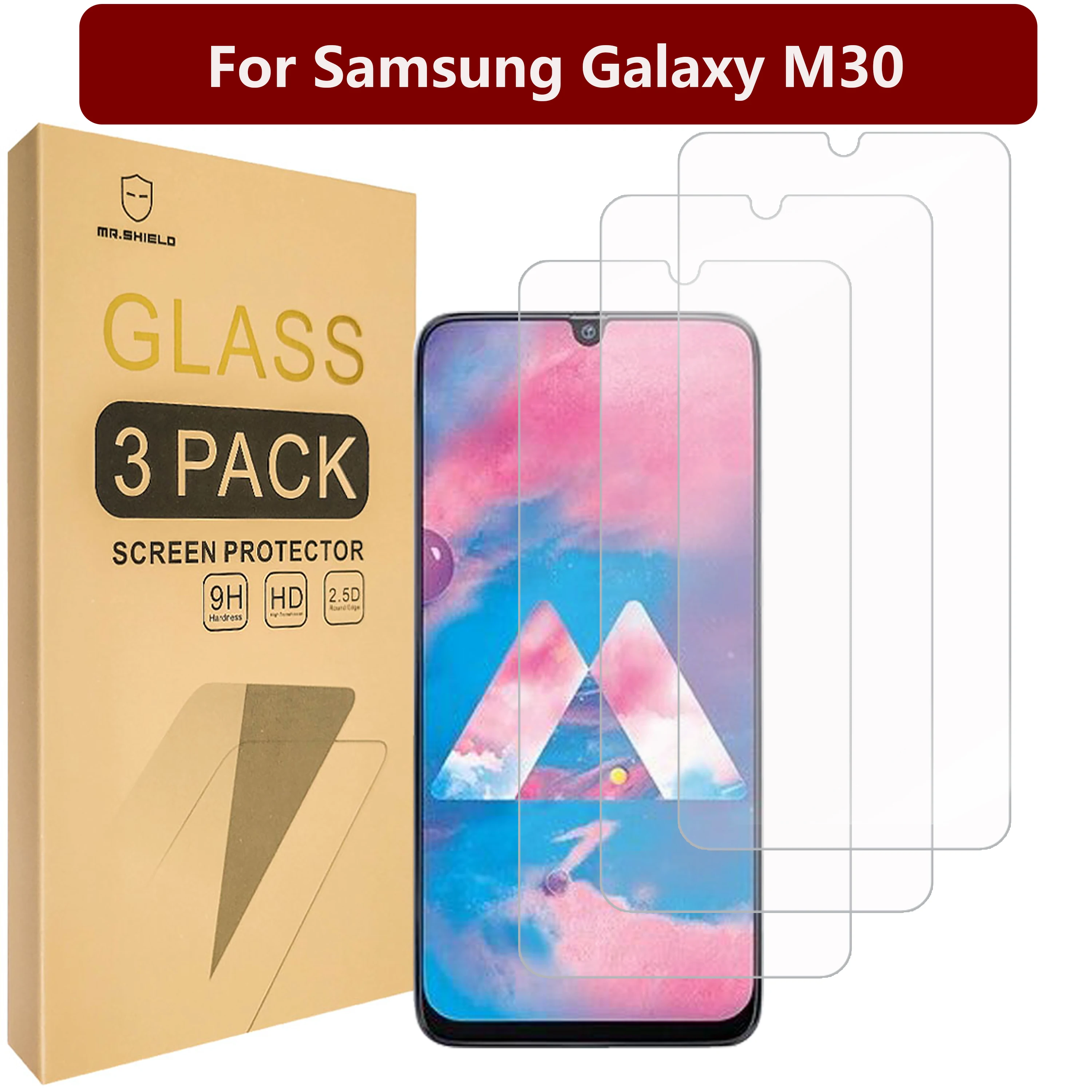 

Защитная пленка Mr.Shield [3 шт. в упаковке] для Samsung Galaxy M30 [закаленное стекло]