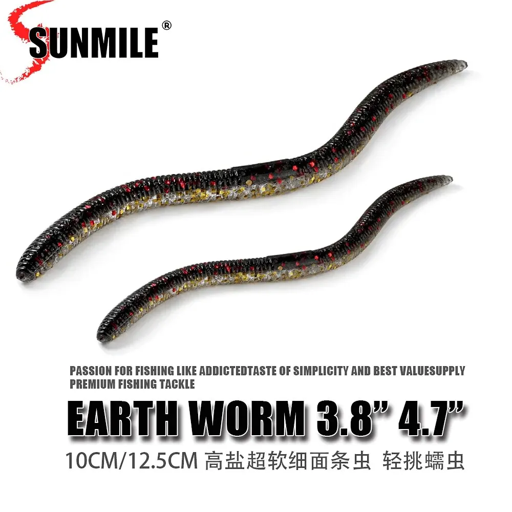 SUNMILE Weiche Angeln Lure10cm12.5cm Senko Wurm Neko Rig Lockt Flick Shake Erde Wurm Künstliche Köder Silikon Shad Köder für Bass