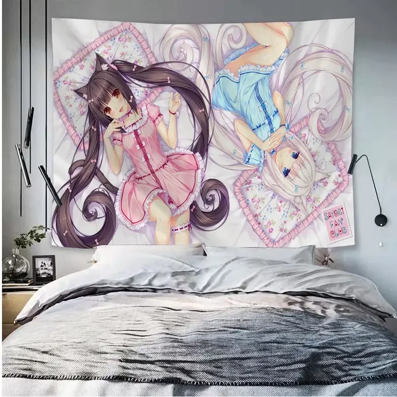 Tapestry Decor Anime Wall Decor Wall Flag Decor Cute Anime Girls Tapestry Japanese Style Art Sci Fi Room Home Decor Decorative Wall Hanging Blanket Bedroom Living Room Dorm