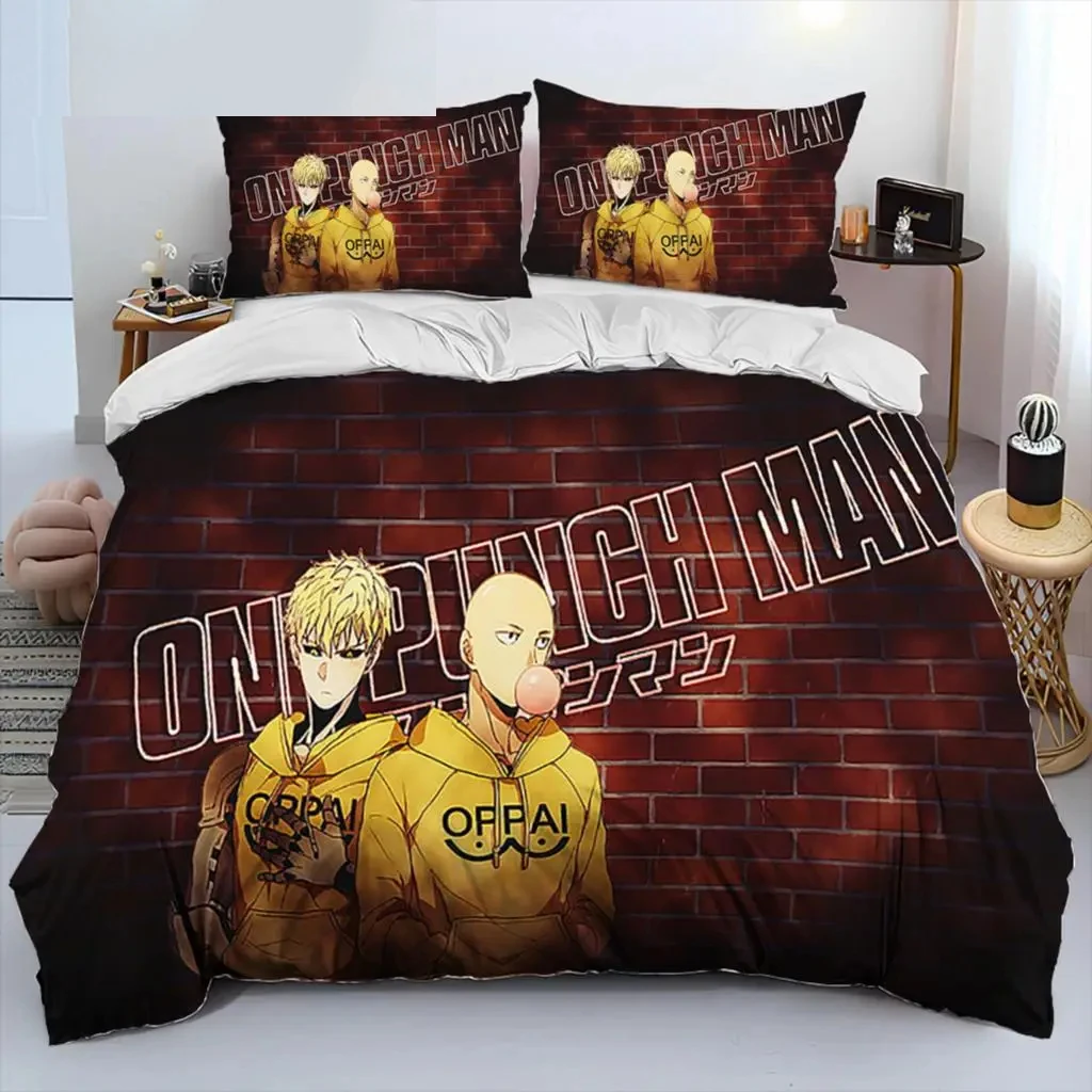 Anime One-Punch Man Saitama Bedding Set Boys Girls Twin Queen Size Duvet Cover Pillowcase Bed Kids Adult Home Textileextile 5