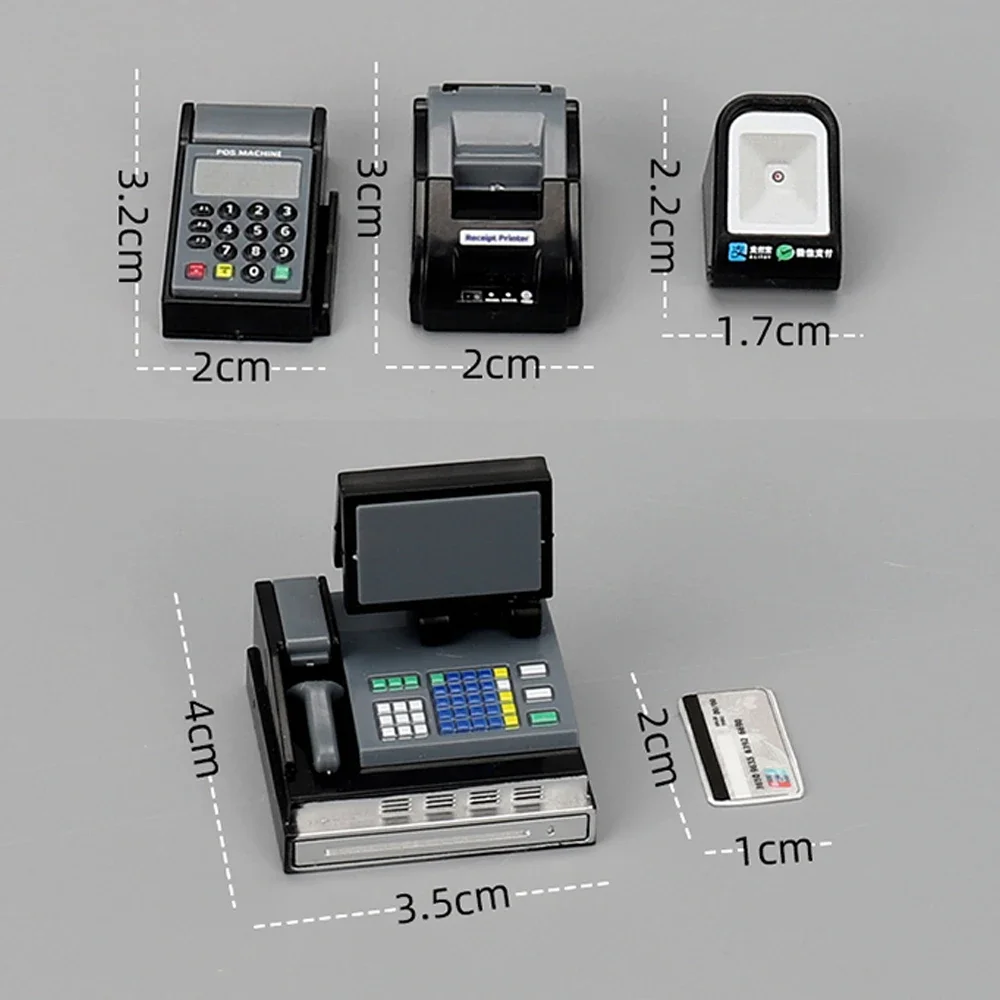 1Set Dollhouse Furniture Scene Decoration Suprmarket Store Card Machine Cashier Scanner Model Toy Decor Photo Props Accessories 6
