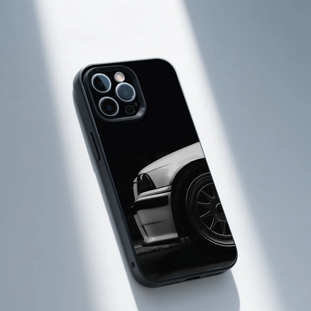 Luxury Car-Inspired Black Silicone Phone Case - Soft, Stylish Protection