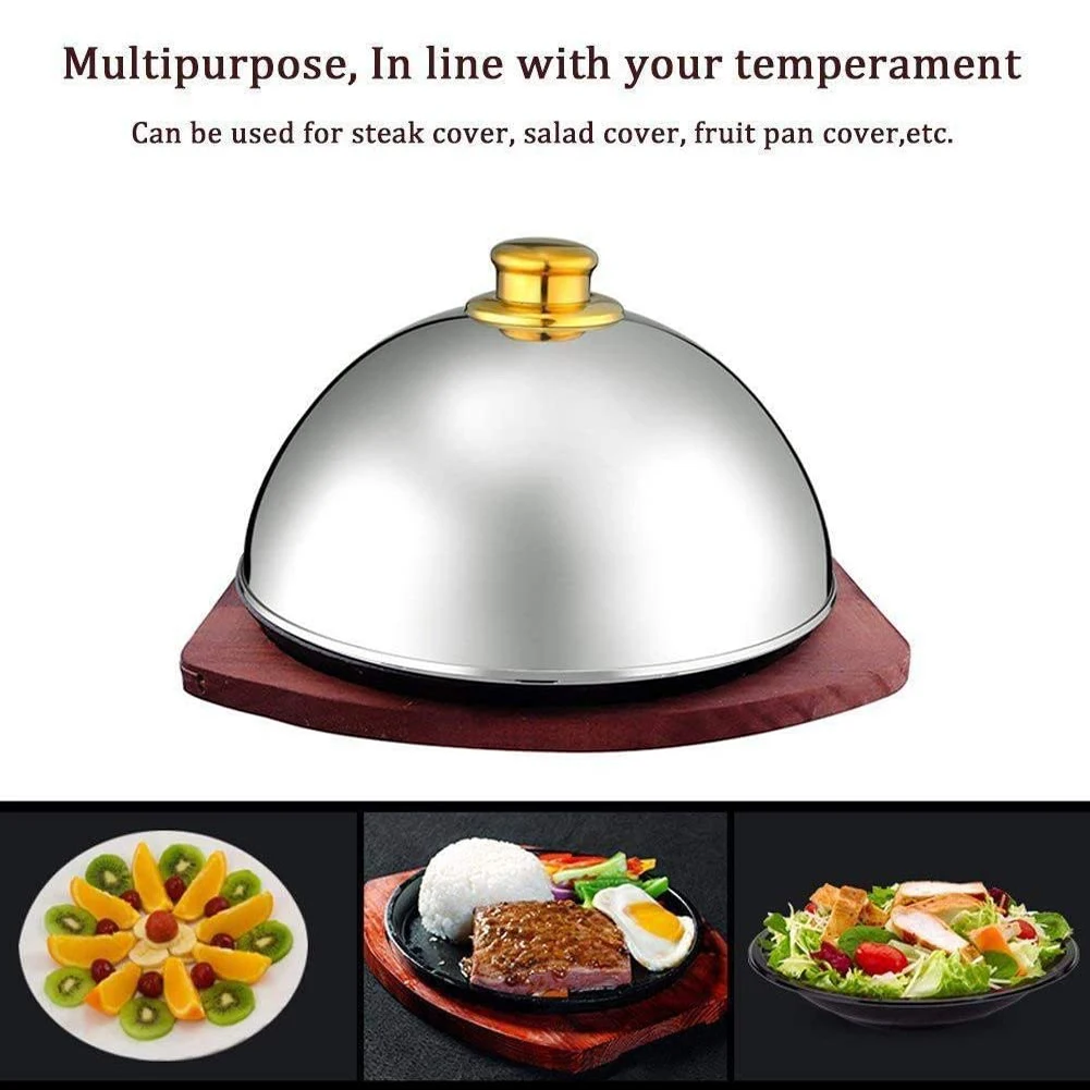 Cloche Food Cover Stainless Steel Cloche Food Cover Dome Serving Plate Dish Dining Dinner for Home Kitchen Restaurant Cafe food cover