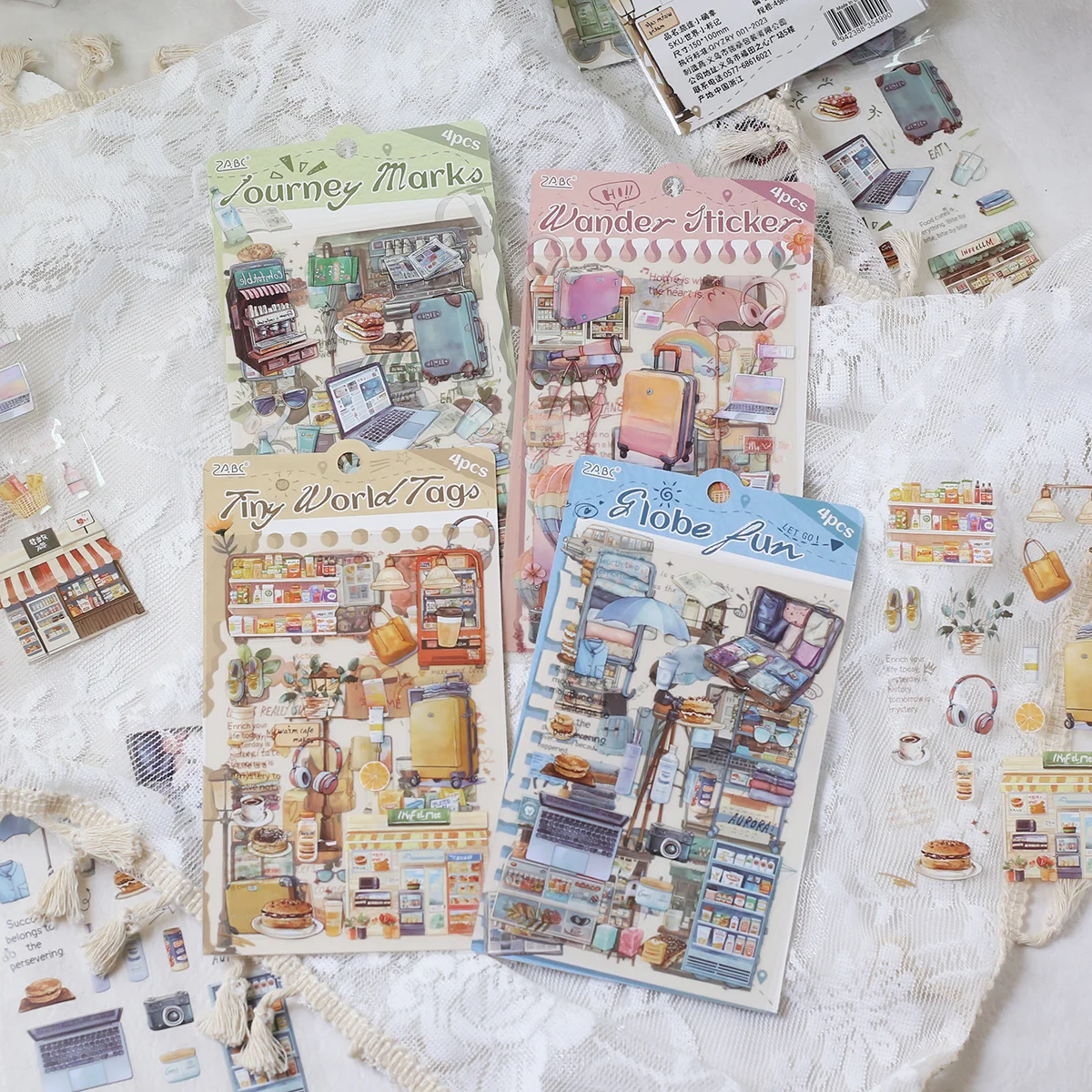 4장 PET 창의적인 스티커 미리 자른 투명 스크랩북 스티커 다이어리 장식 DIY 공예 정크 저널링 스티커