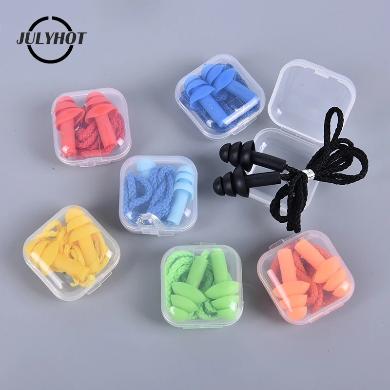 

New Swimming Silicone Ear Plugs Sleep Earplugs Noise Reduction Swimming Earplugs With Rope Underwater Ear Plugs
