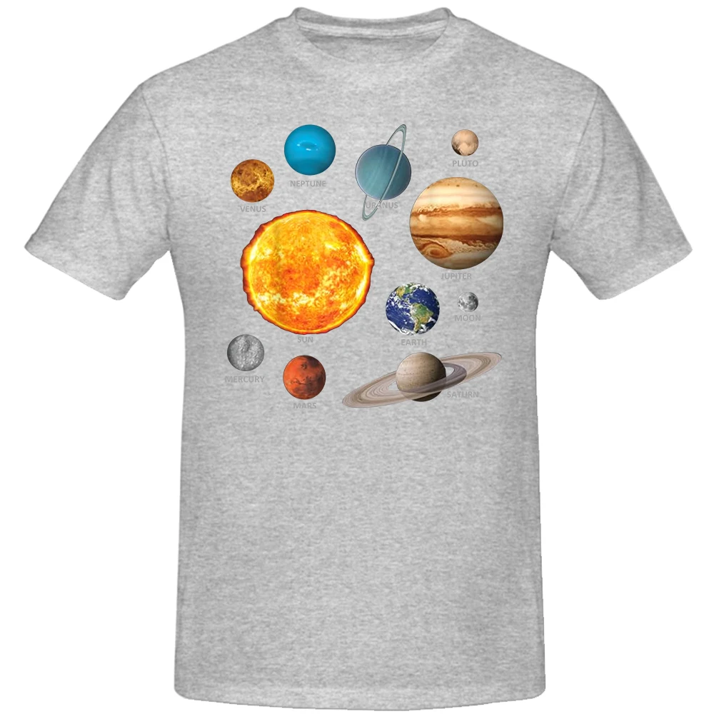 Funny Solar System Planets Print Short Sleeve Men Street Casual Tee Clothing Loose Flat Earth T Shirt Male Summer Cotton_voghion.com