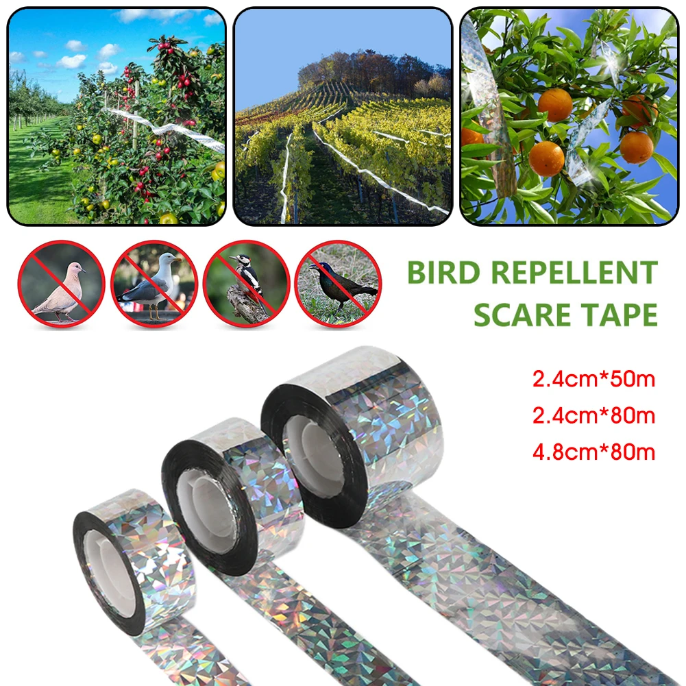 

50m/80m Anti Bird Tape Bird Scare Tape Audible Repellent Fox Pigeons Repeller Ribbon Tapes For Pest Control Anti Bird Tape