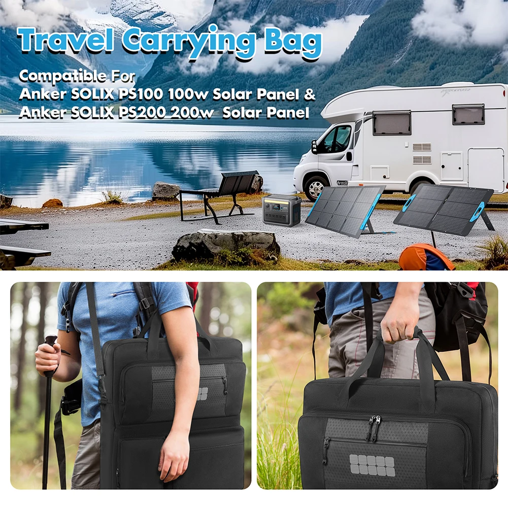 Solar Board Protective Handbag Waterproof Portable Protection Shoulder Bag Large Capacity for Portable Solar/BLUETTI 100W & 200W