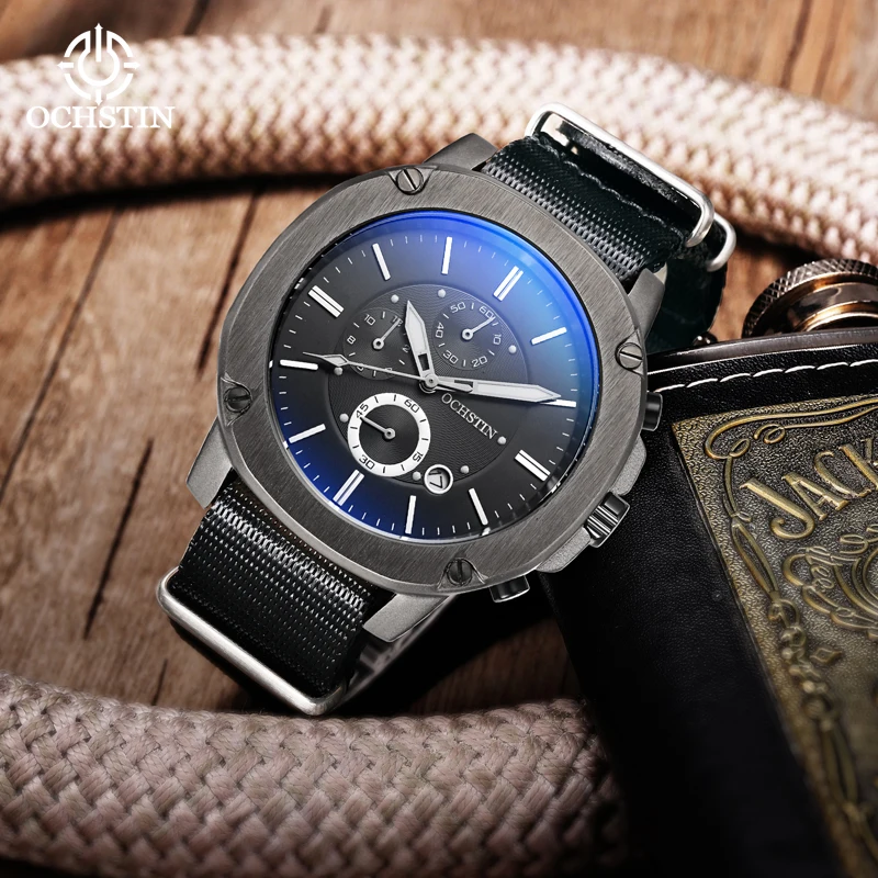 ochstin hot model 2024 fashion trend creative nylon series multi-function quartz movement waterproof watch men's quartz watches