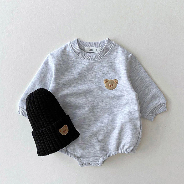 Korea Baby Sweatshirt Romper Boy Spring Fall Soft Long Sleeve Cotton Bear Infant Bodysuit Girls Jumpsuits Hoodies Tops Outwear cotton jumpsuit,baby romper,baby boy bodysuits
