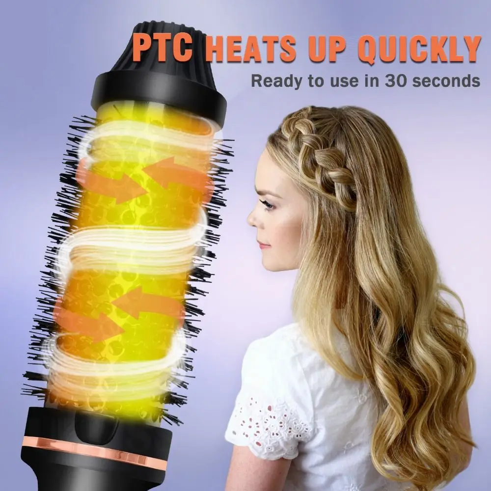 3 IN 1 Thermal Brush LCD Display Ceramic 1.5 Inch Curling Iron Brush 5 Temperature Settings Tourmaline Ionic Curling Comb