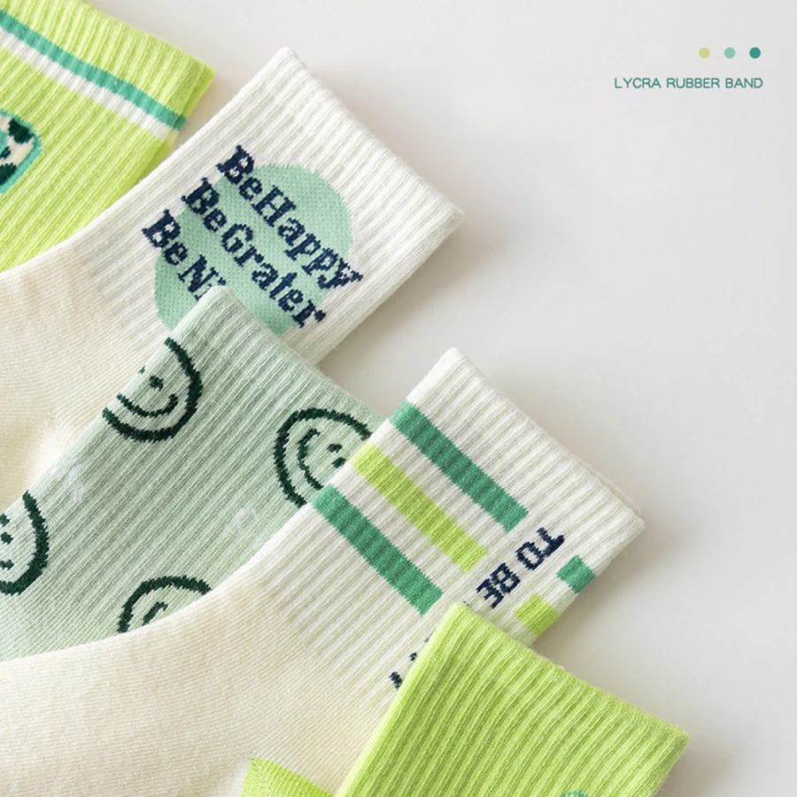Children Socks 5 Pairs Korean Ins Style Fashionable Breathable Sports For Boys Girls