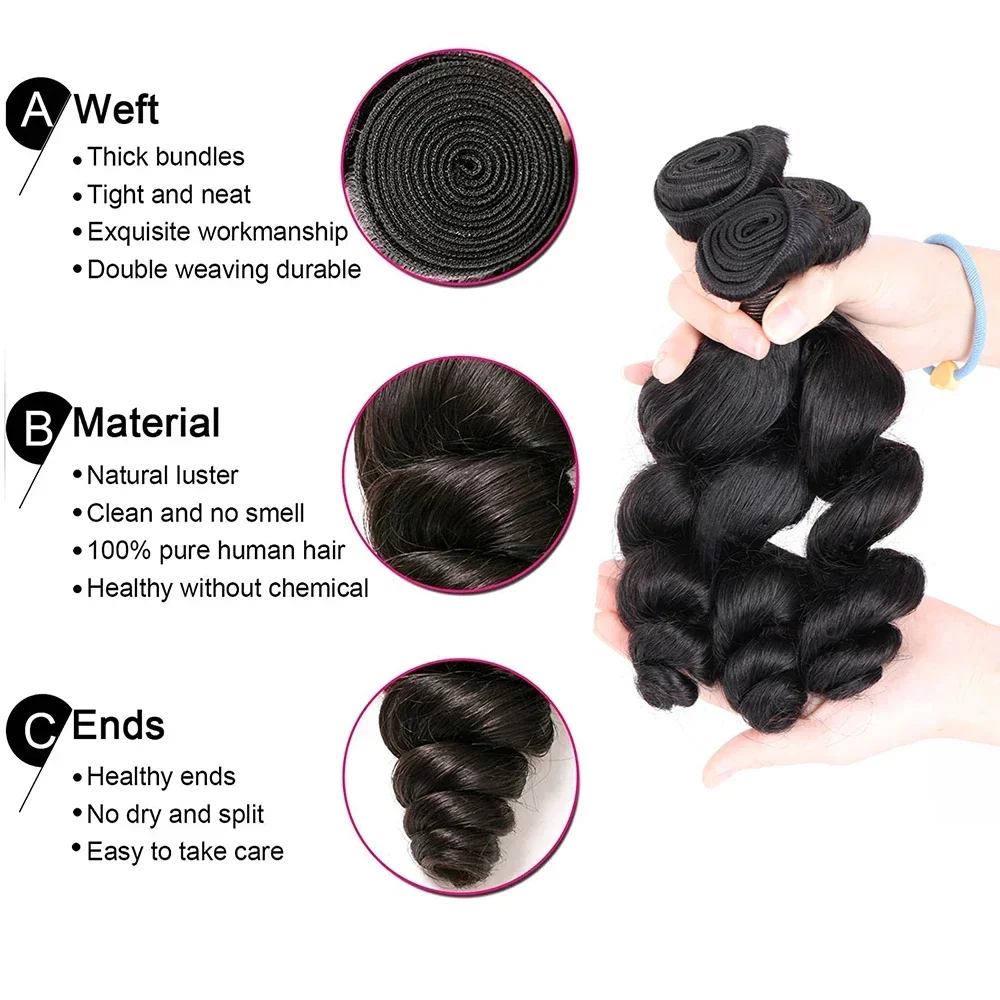 Brazilian Loose Wave Virgin Hair 3 Bundle Natural Spring Wave Bundle Huamn Hair Unprocessed Human Weave Extensions