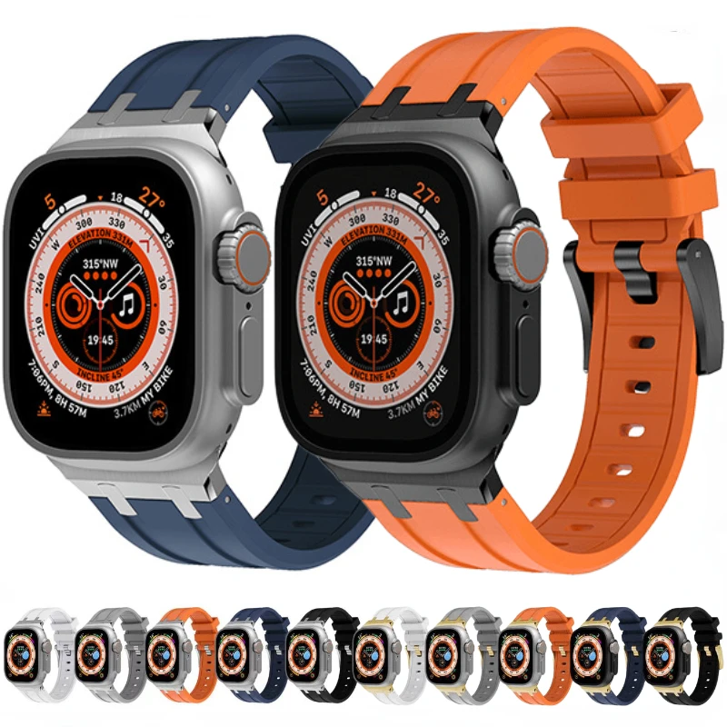 

Silicone strap for Apple watch Ultra 49mm 8 7 45mm High quality replacement wristband for iwatch series 6 5 4 3 2 SE 42mm 44mm