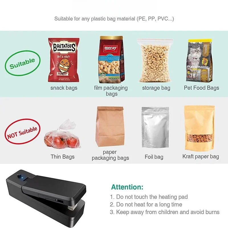 USB Charging Sealer Snack Sealing Clip Portable Sealing Machine Fresh-Keeping and Moisture-Proof Heat Machine