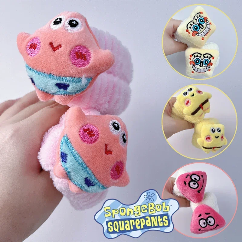 1 Paio Spongebob Patrick Star Wrapband Da Polso Morbido Asciugamano In Microfibra Cartoon Women Wash Face Wristbands Sport Wrist Sweatband