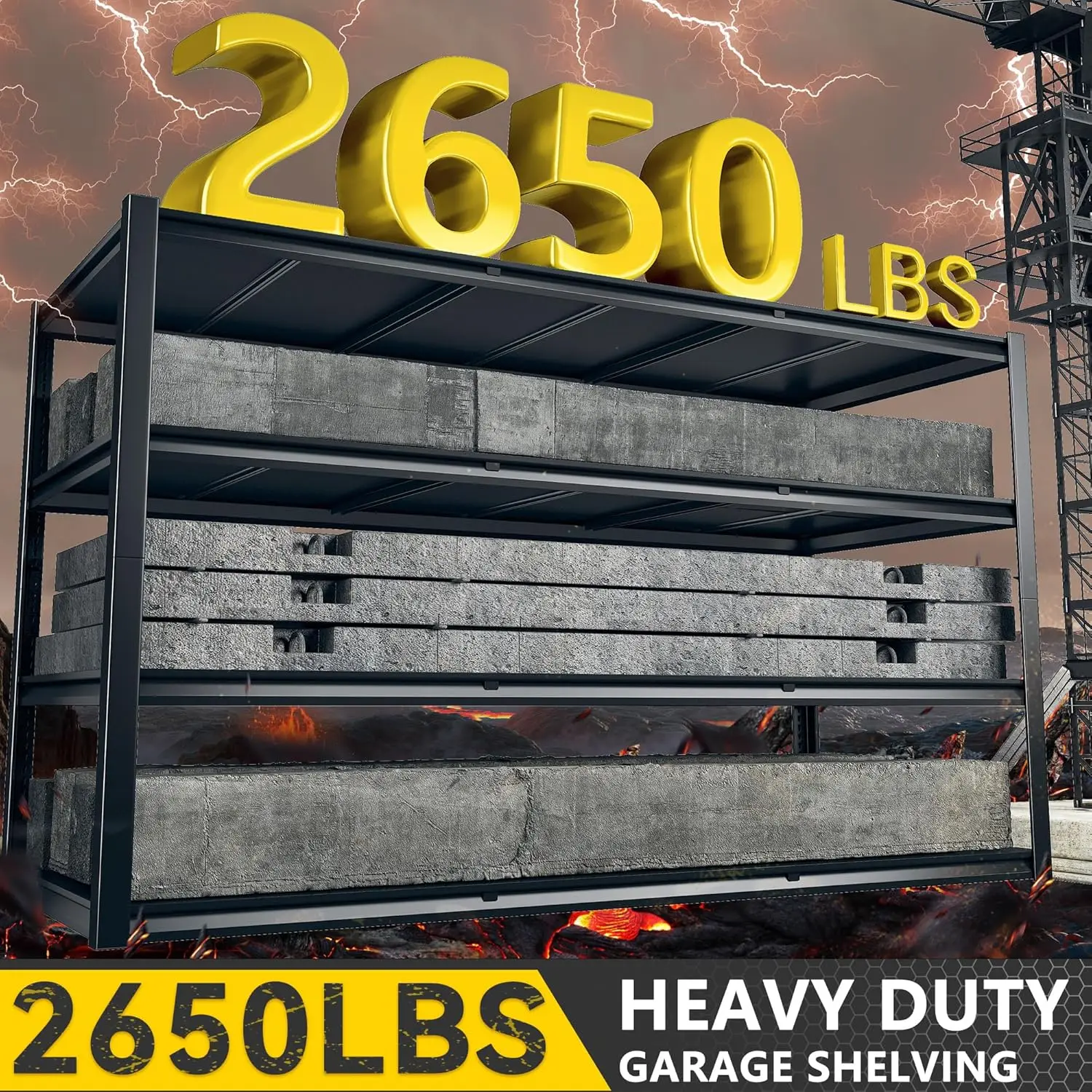 60 "W Garage Shelf 2650LBS Heavy duty Shelf, Adjustable 4-Layer Metal Shelf, 60" W x 24 "D x 60" H 4