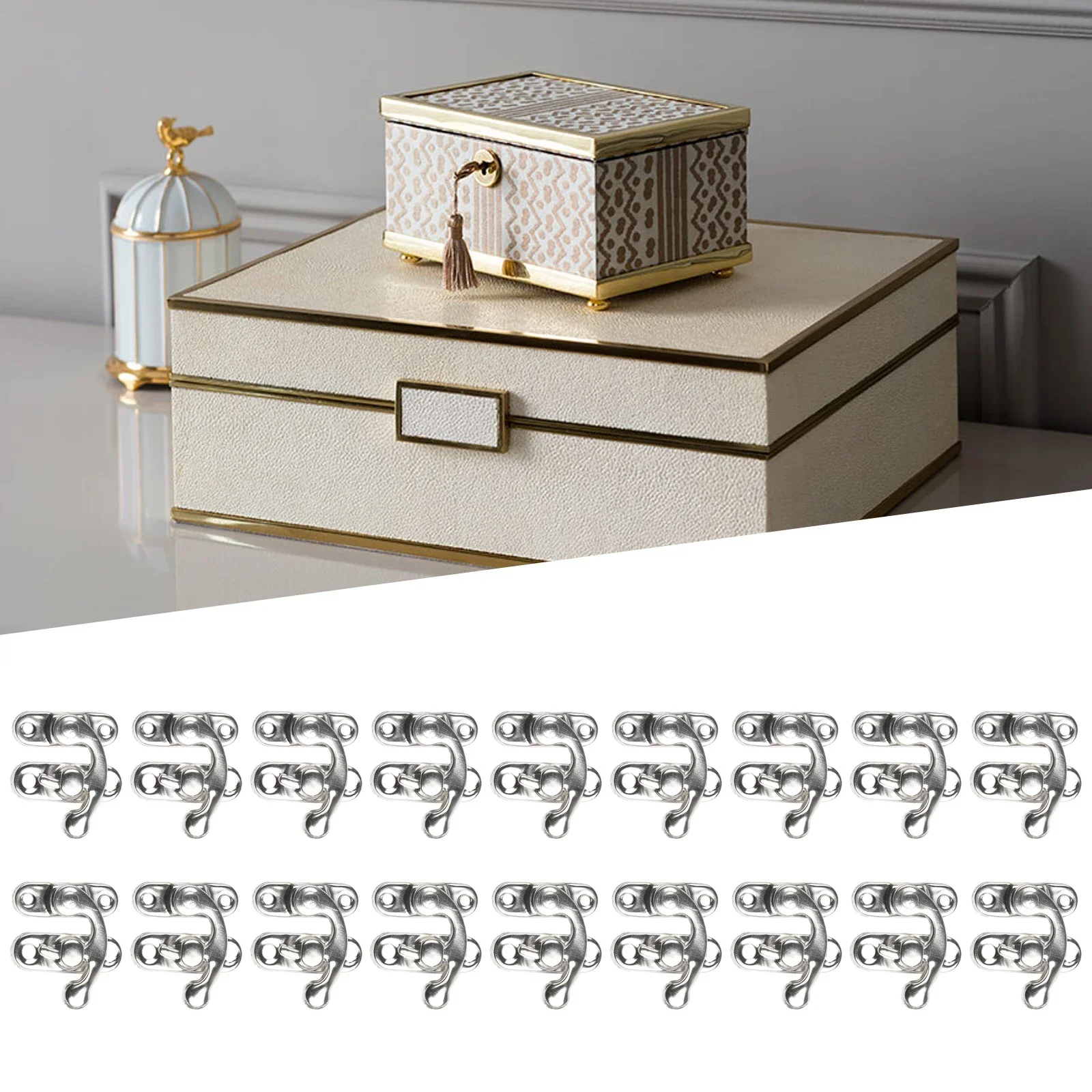 30pcs Antique Metal Catch Curved Buckle Horn Lock For Jewelry Chest Box Suitcase Buckle Clip Clasp Wooden Box Hardware