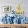 Jingdezhen Double Happy Ceramic Chinese Vase Blue and White Ginger Jars for Home Decor Pot Table Vase Porcelain Temple Jar Vase 6