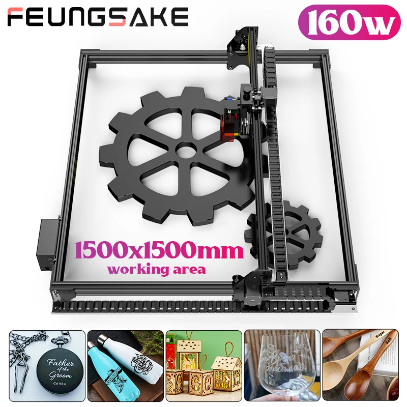 160W Laser Engraver Machine Wood Printer Metal Laser Engraving Machine Work Area 1500x1500mm Cnc Router Desktop